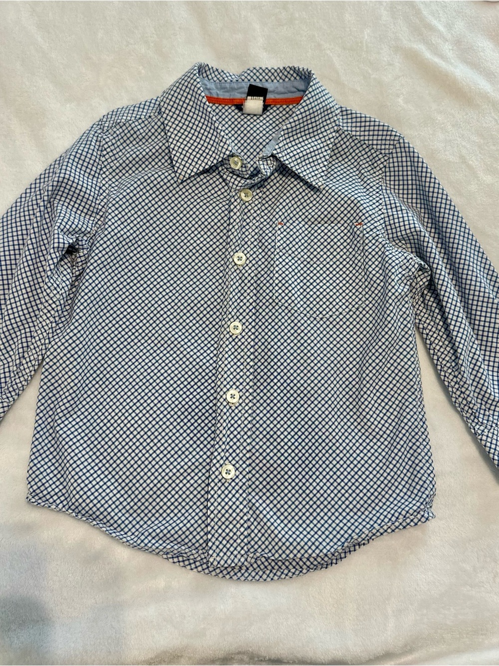 GAP Blue & White Micro Check Button-Down Shirt